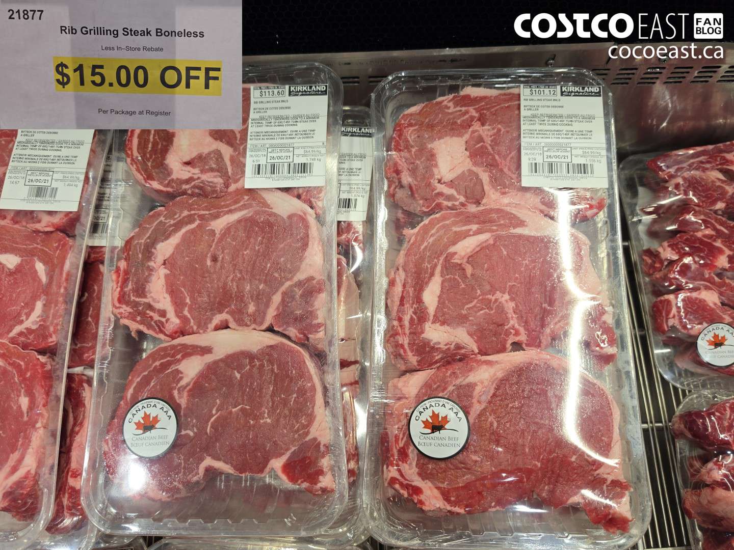 21877 RIB GRILLING STEAK BONELESS ($15.00 INSTANT SAVINGS)