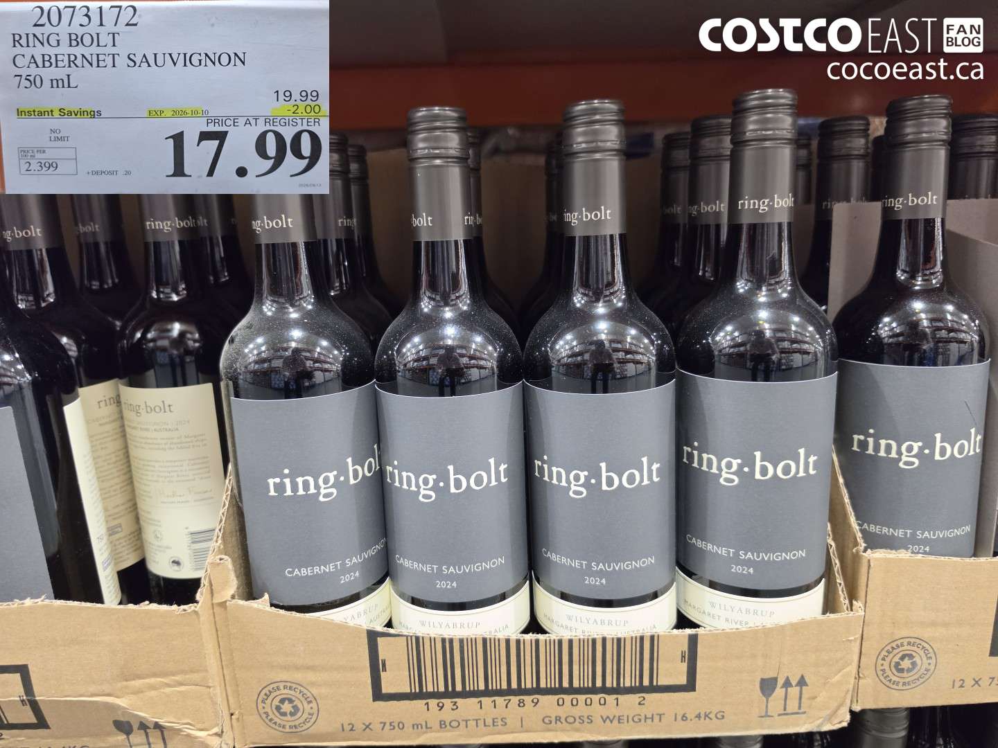 2073172 RING BOLT CABERNET SAUVIGNON 750 ML ($2.00 INSTANT SAVINGS EXPIRES ON 2026-10-10) $17.99