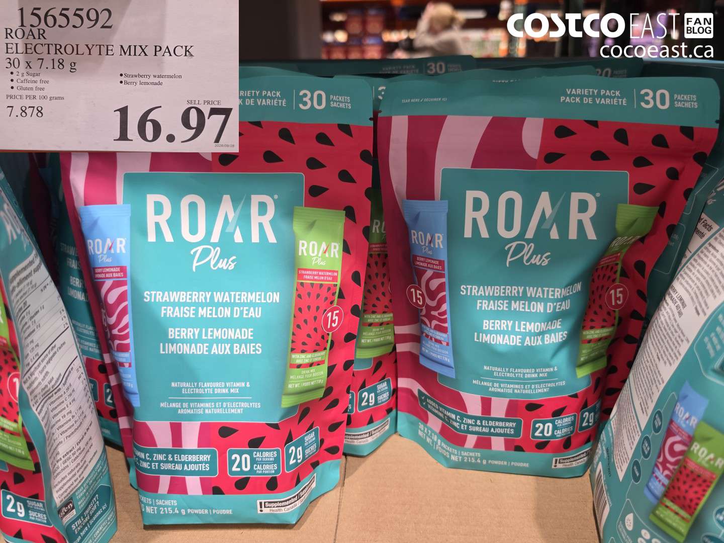 1565592 ROAR ELECTROLYTE MIX PACK 30 X 7.18 G $16.97