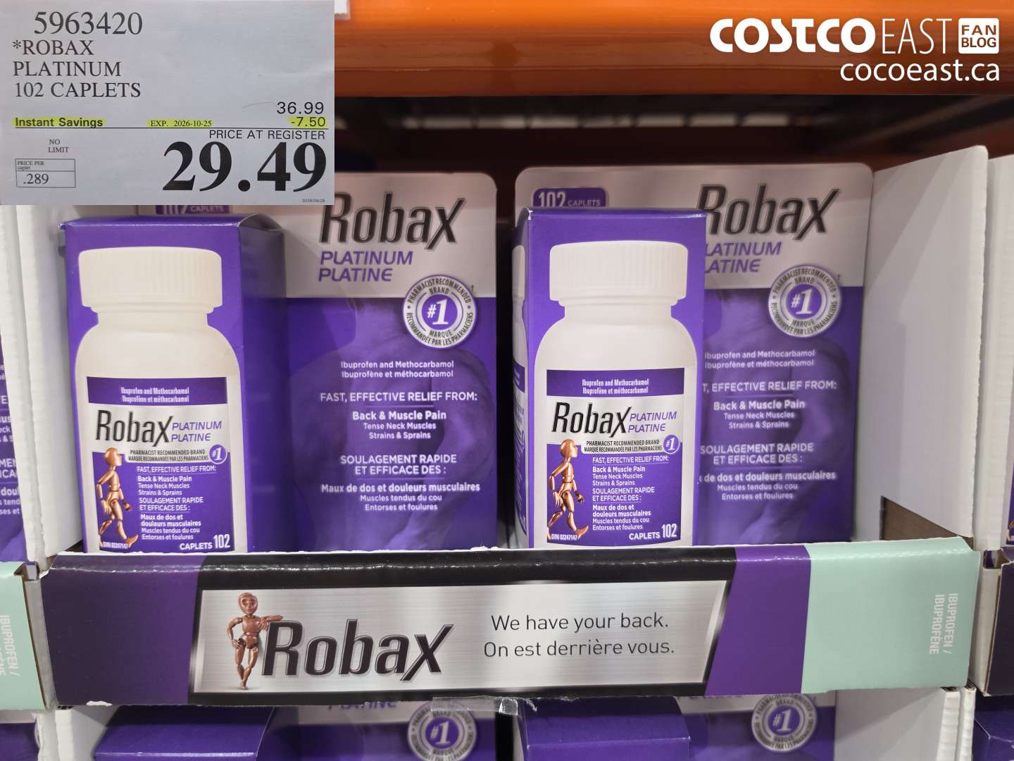 5963420 ROBAX PLATINUM 102 CAPLETS ($7.50 INSTANT SAVINGS EXPIRES ON 2026-10-25) $29.49