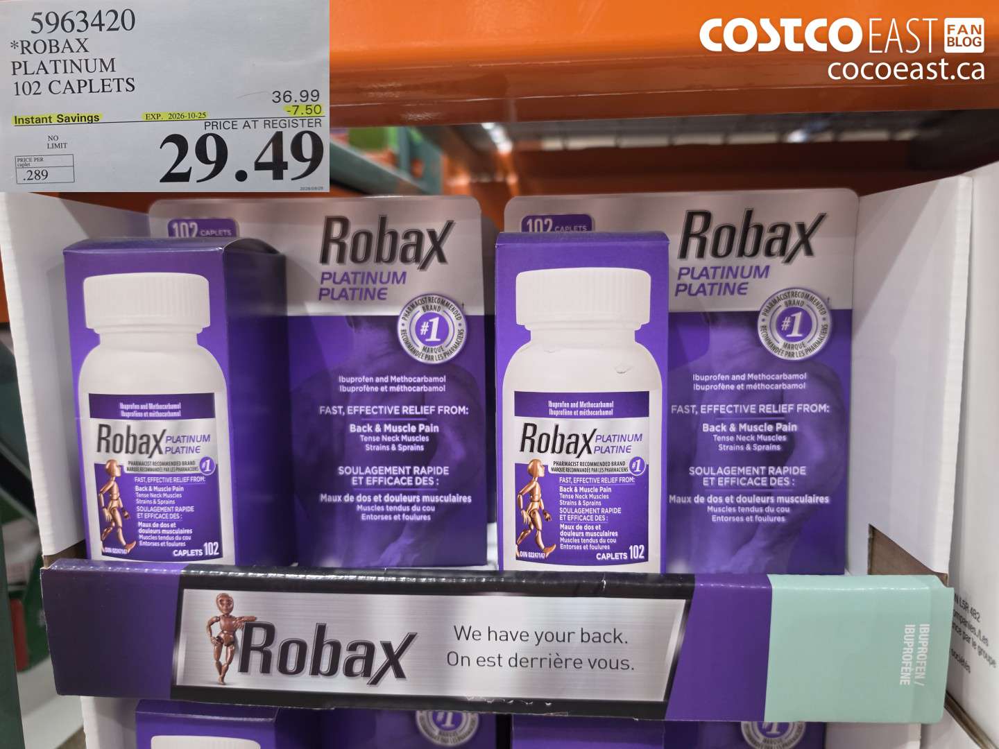 5963420 ROBAX PLATINUM 102 CAPLETS ($7.50 INSTANT SAVINGS EXPIRES ON 2026-10-25) $29.49