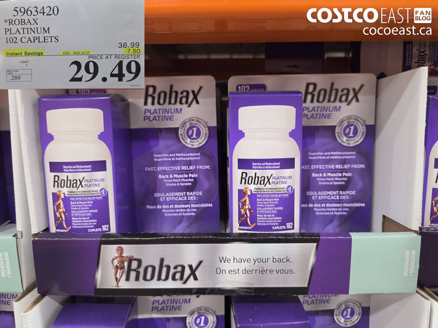 5963420 ROBAX PLATINUM 102 CAPLETS ($7.50 INSTANT SAVINGS EXPIRES ON 2026-10-25) $29.49