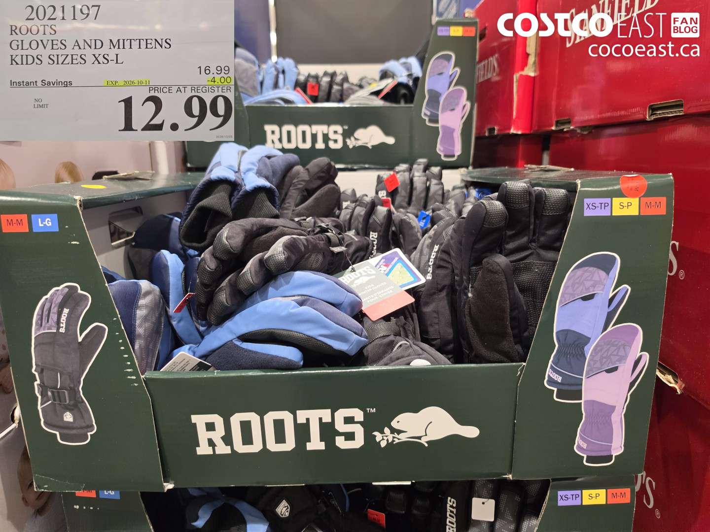 2021197 ROOTS GLOVES AND MITTENS KIDS SIZES XS-L ($4.00 INSTANT SAVINGS EXPIRES ON 2026-10-11) $12.99
