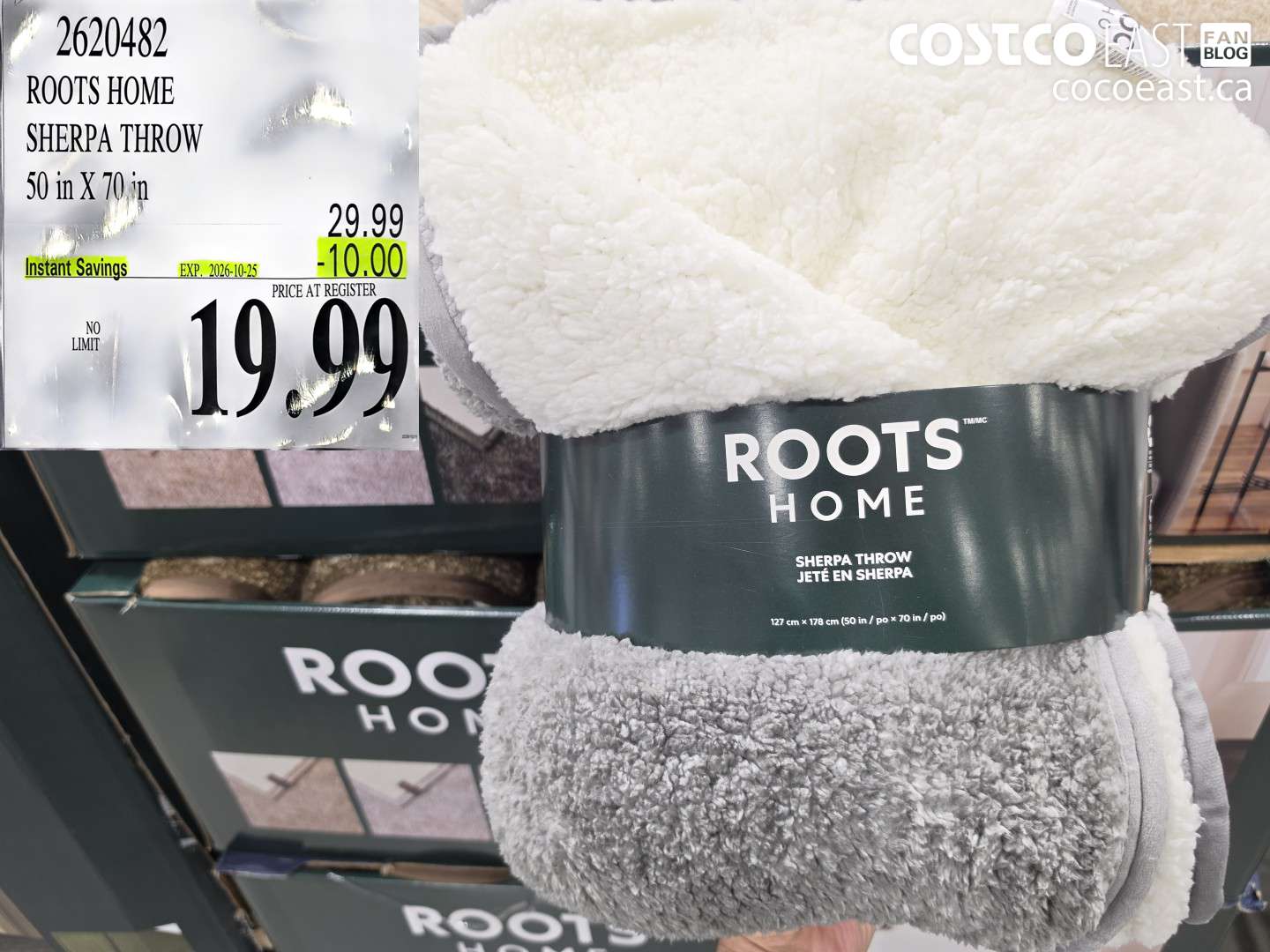 2620482 ROOTS HOME SHERPA THROW 50 IN X 70 IN ($10.00 INSTANT SAVINGS EXPIRES ON 2026-10-25) $19.99