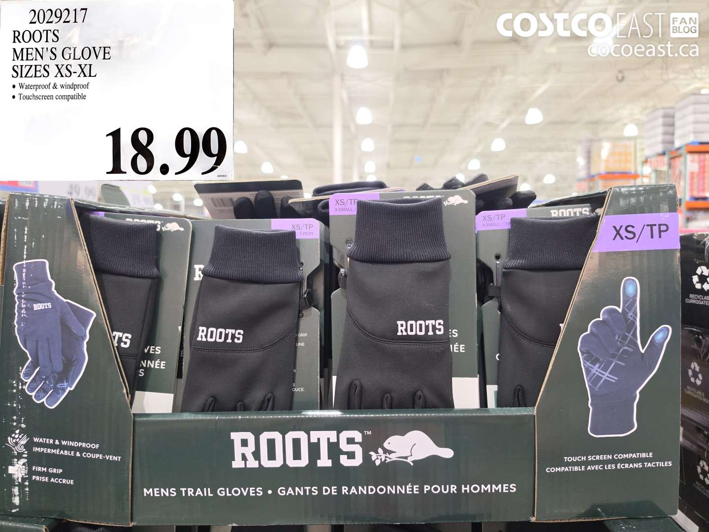 2029217 ROOTS MEN'S GLOVE SIZES XS-XL $18.99