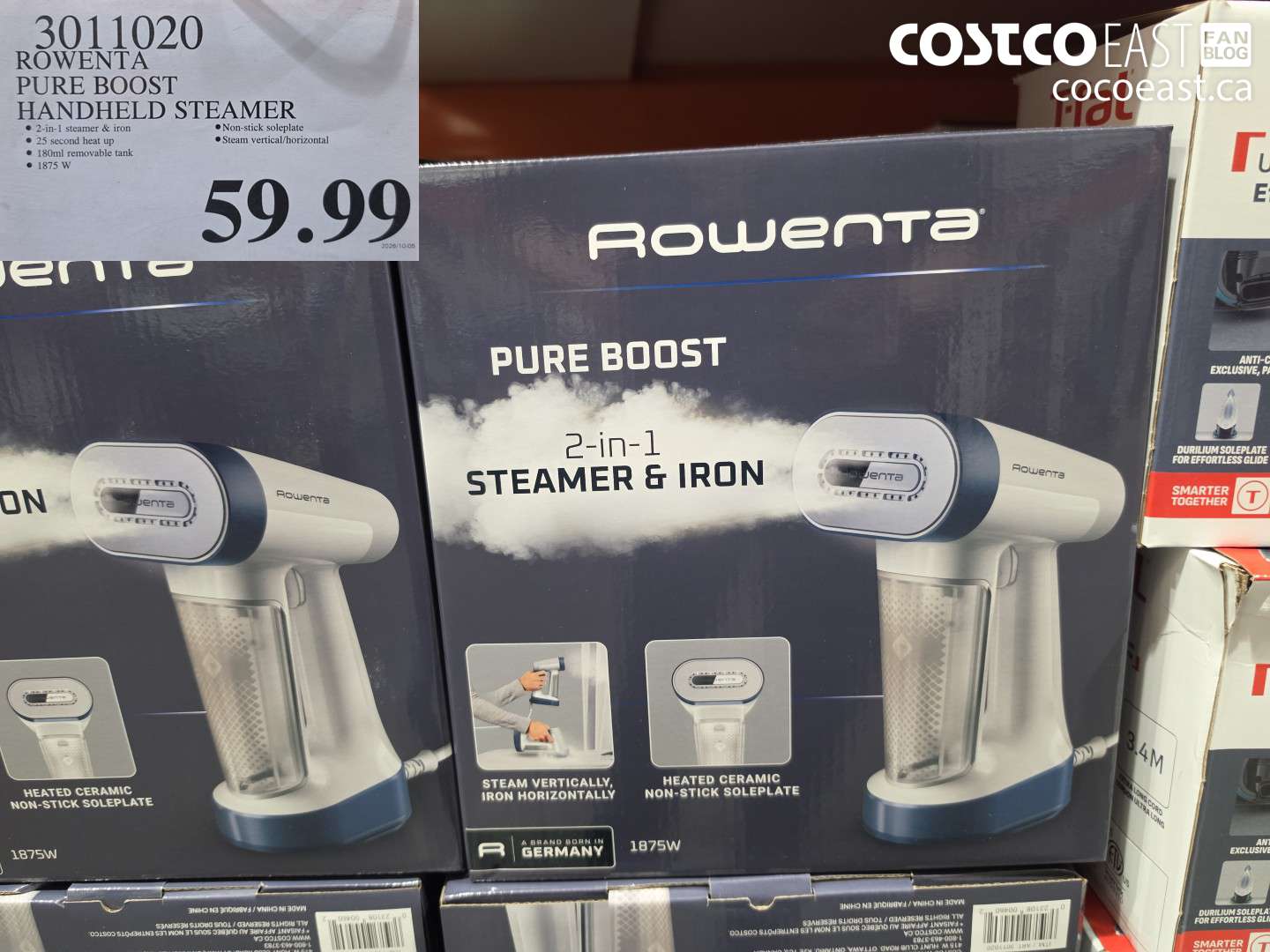 3011020 ROWENTA PURE BOOST HANDHELD STEAMER $59.99