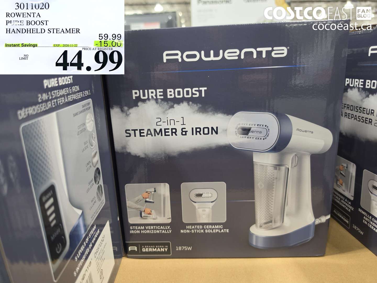3011020 ROWENTA PURE BOOST HANDHELD STEAMER ($15.00 INSTANT SAVINGS EXPIRES ON 2026-11-22) $44.99