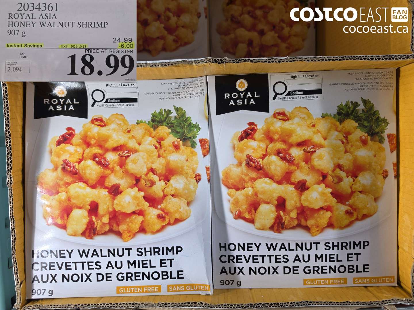 2034361 ROYAL ASIA HONEY WALNUT SHRIMP 907 G ($6.00 INSTANT SAVINGS EXPIRES ON 2026-10-18) $18.99