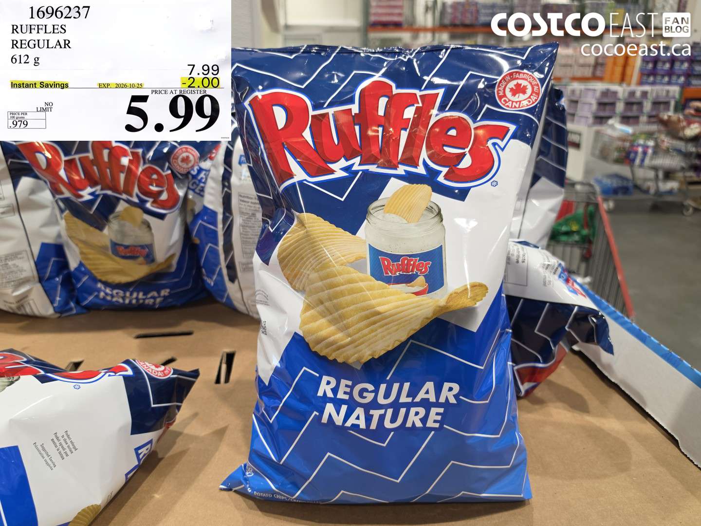 1696237 RUFFLES REGULAR 612 G ($2.00 INSTANT SAVINGS EXPIRES ON 2026-10-25) $5.99
