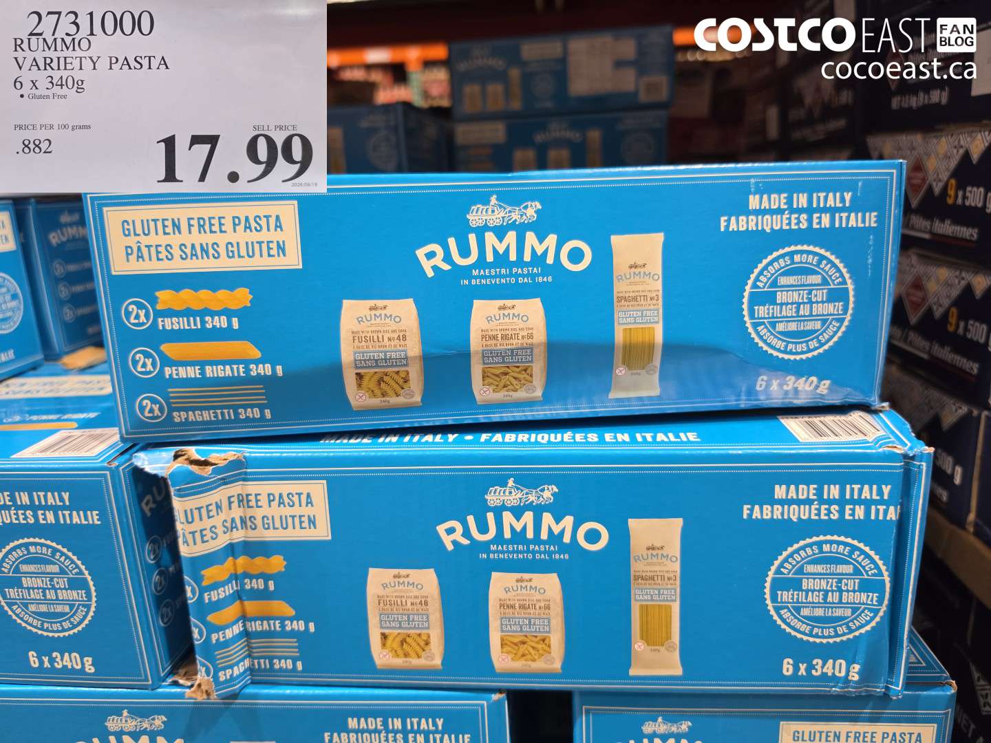 2731000 RUMMO VARIETY PASTA 6 X 340G $17.99