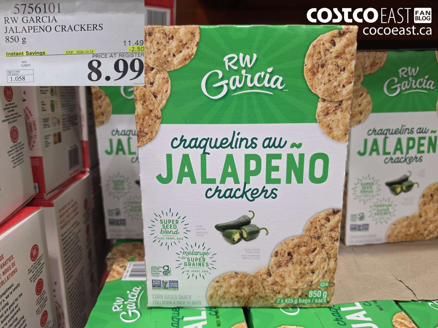 5756101 RW GARCIA JALAPENO CRACKERS 850 G ($2.50 INSTANT SAVINGS EXPIRES ON 2026-10-18) $8.99