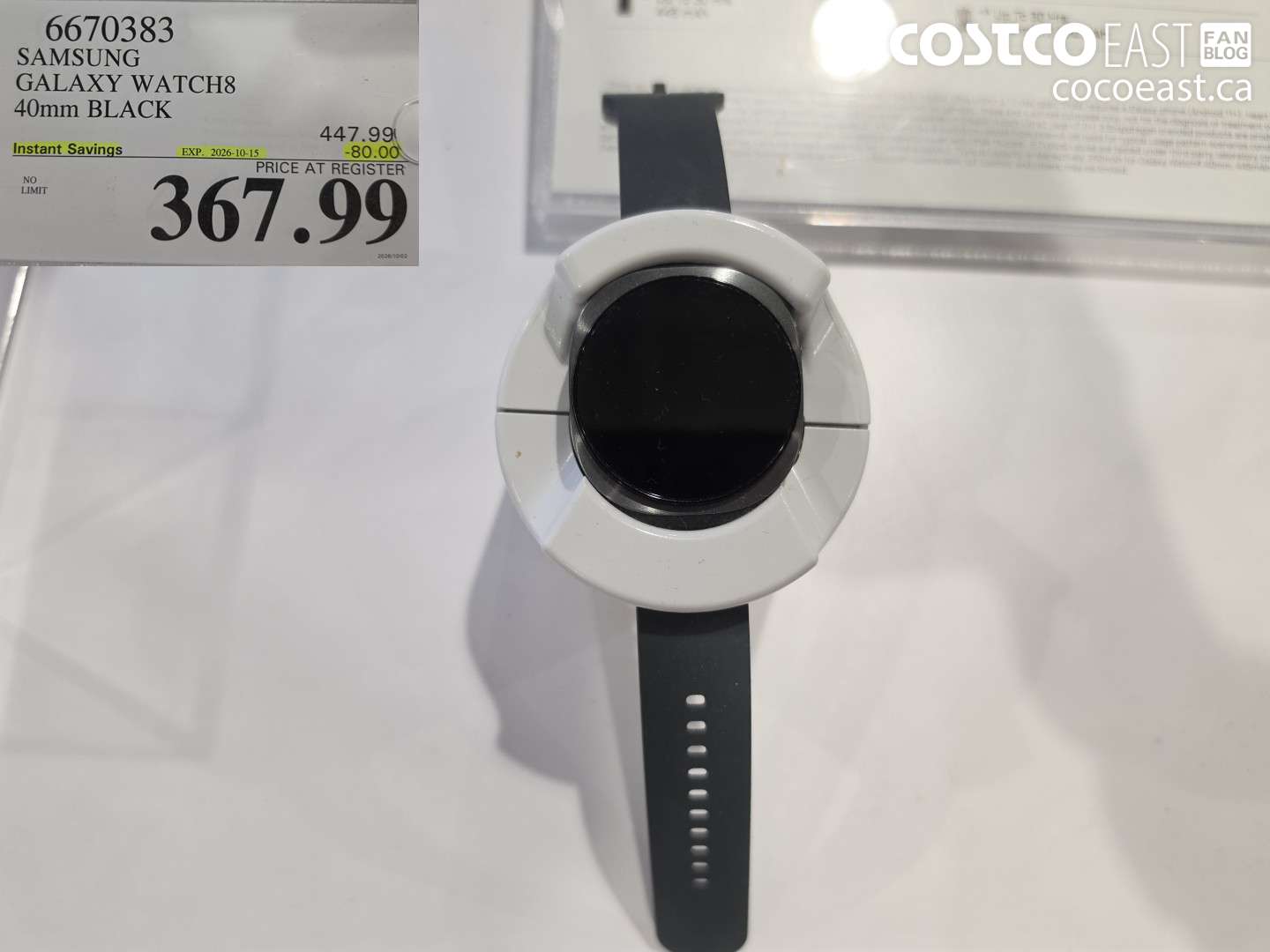 6670383 SAMSUNG GALAXY WATCH8 40MM BLACK ($80.00 INSTANT SAVINGS EXPIRES ON 2026-10-15) $367.99