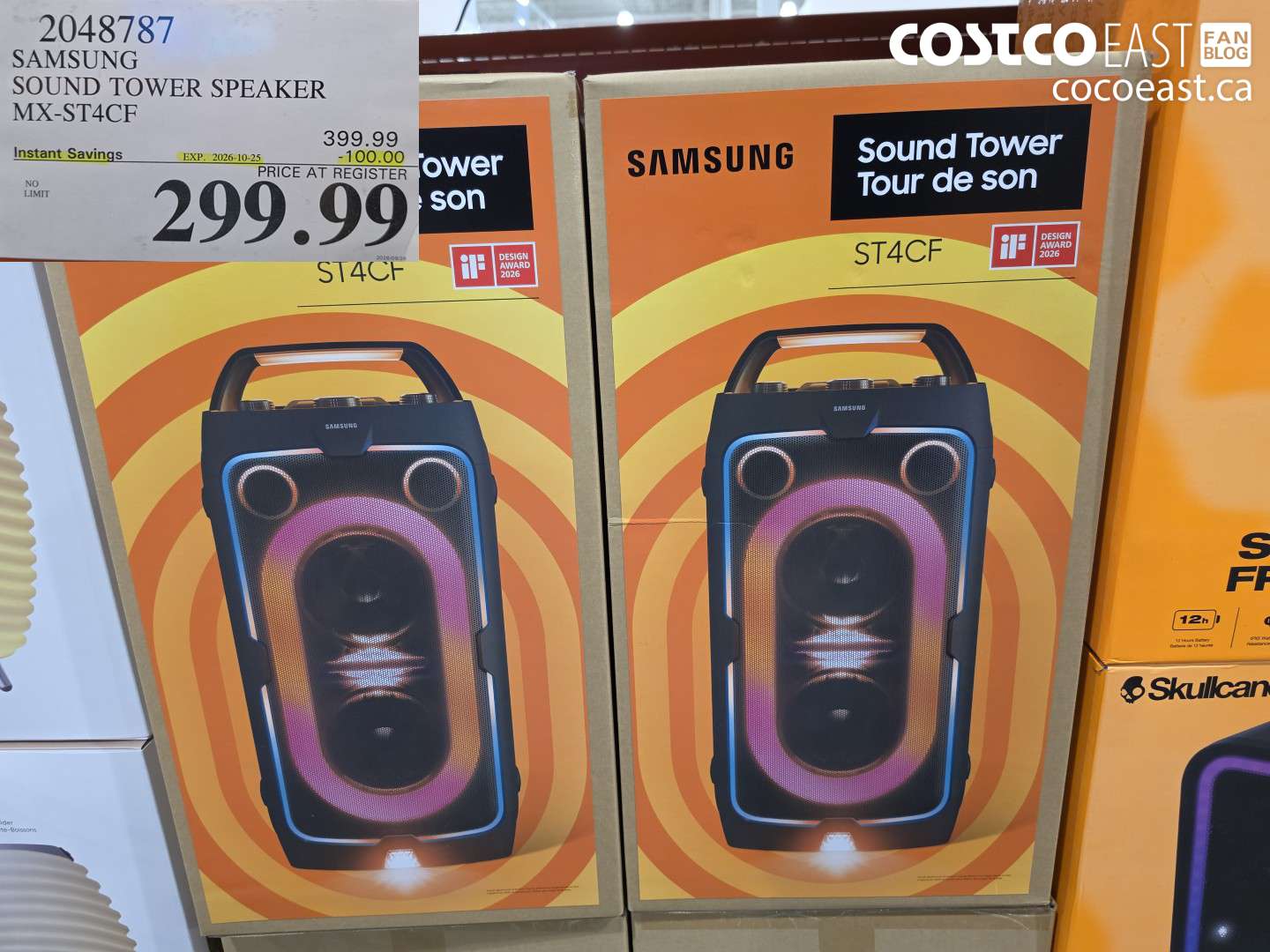 2048787 SAMSUNG SOUND TOWER SPEAKER MX-ST4CF ($100.00 INSTANT SAVINGS EXPIRES ON 2026-10-25) $299.99