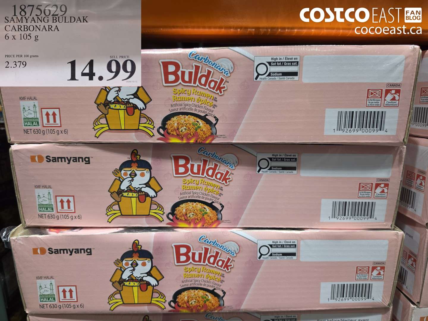 1875629 SAMYANG BULDAK CARBONARA 6 X 105 G $14.99