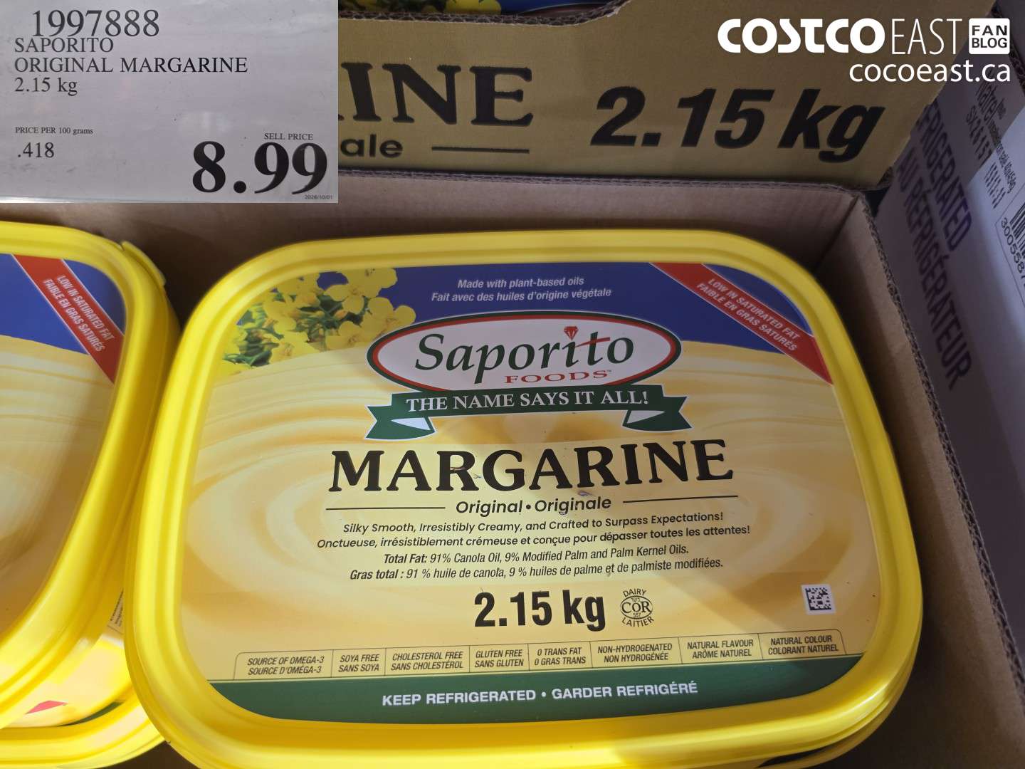 1997888 SAPORITO ORIGINAL MARGARINE 2.15 KG $8.99