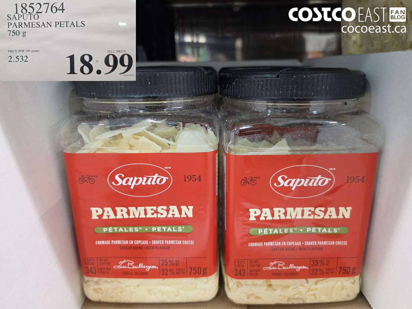 1852764 SAPUTO PARMESAN PETALS 750 G $18.99