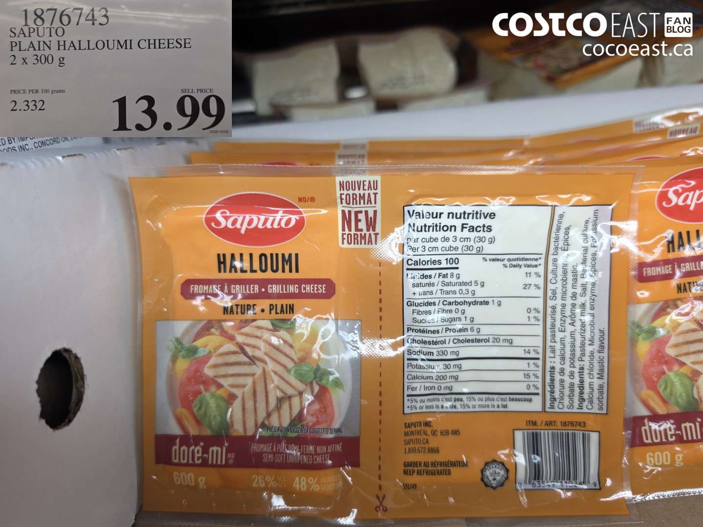 1876743 SAPUTO PLAIN HALLOUMI CHEESE 2 X 300 G $13.99