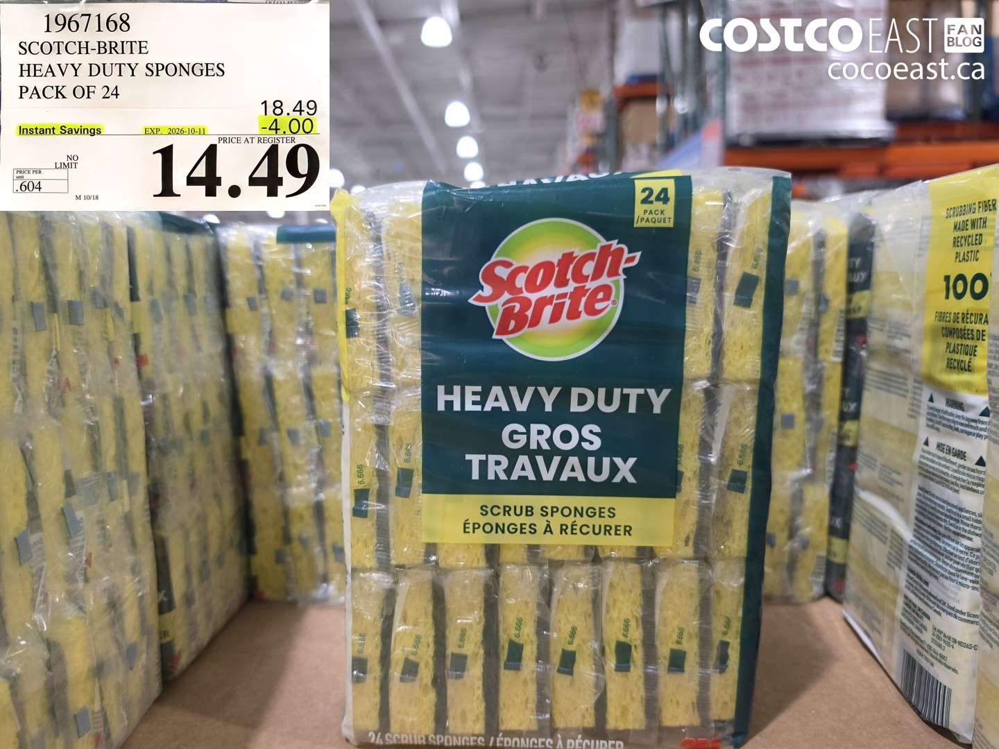 1967168 SCOTCH-BRITE HEAVY DUTY SPONGES PACK OF 24 ($4.00 INSTANT SAVINGS EXPIRES ON 2026-10-11) $14.49