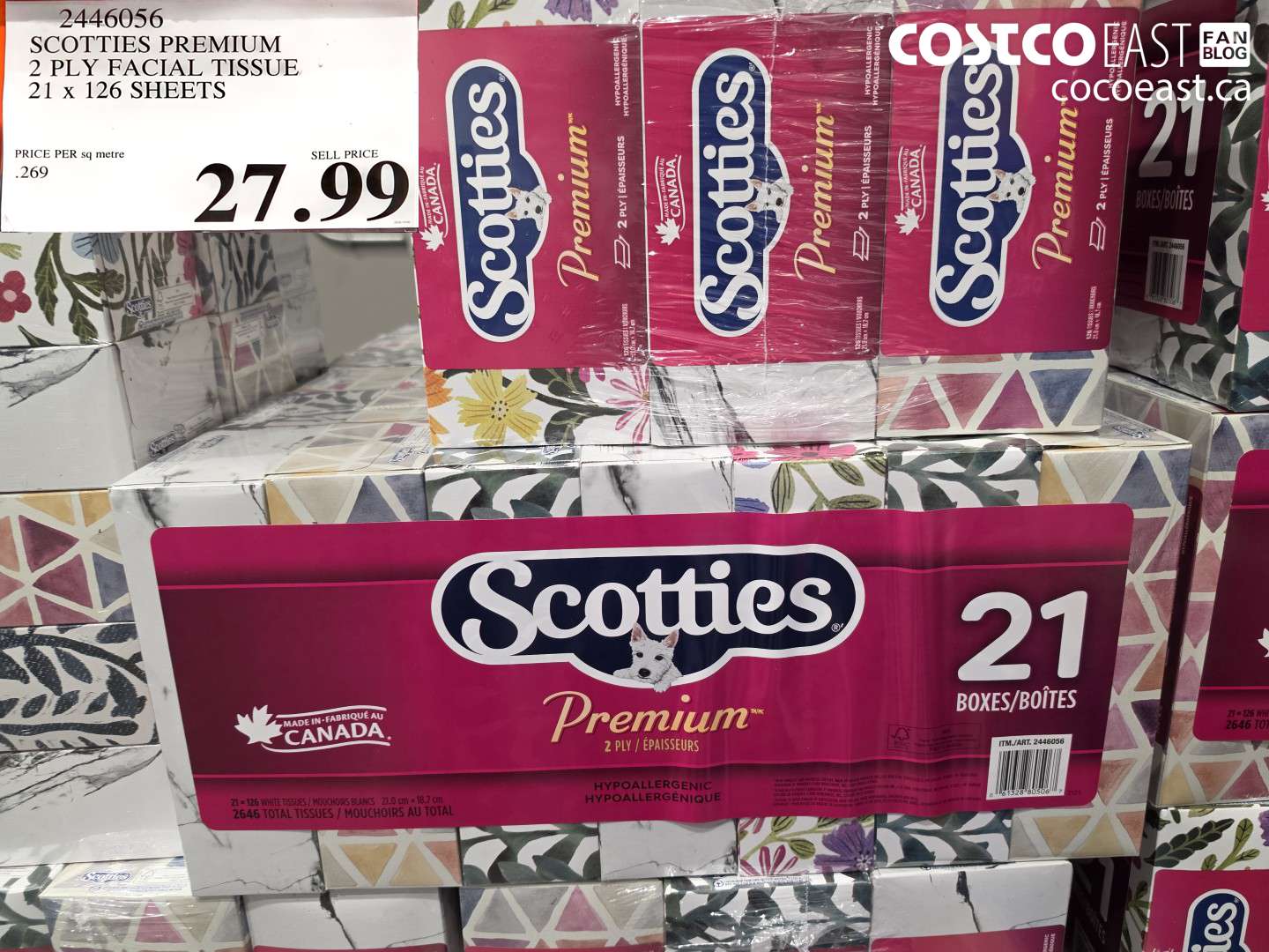2446056 SCOTTIES PREMIUM 2 PLY FACIAL TISSUE 21 X 126 SHEETS $27.99