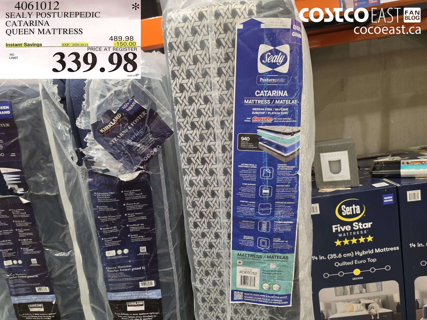 4061012 SEALY POSTUREPEDIC CATARINA QUEEN MATTRESS ($150.00 INSTANT SAVINGS EXPIRES ON 2026-10-11) $339.98
