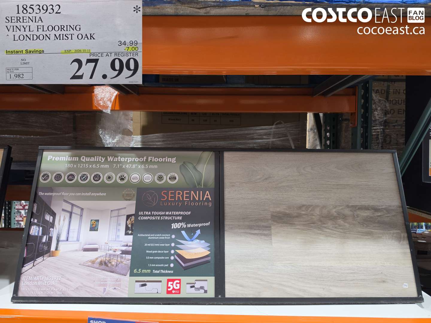 1853932 SERENIA VINYL FLOORING LONDON MIST OAK ($7.00 INSTANT SAVINGS EXPIRES ON 2026-10-11) $27.99