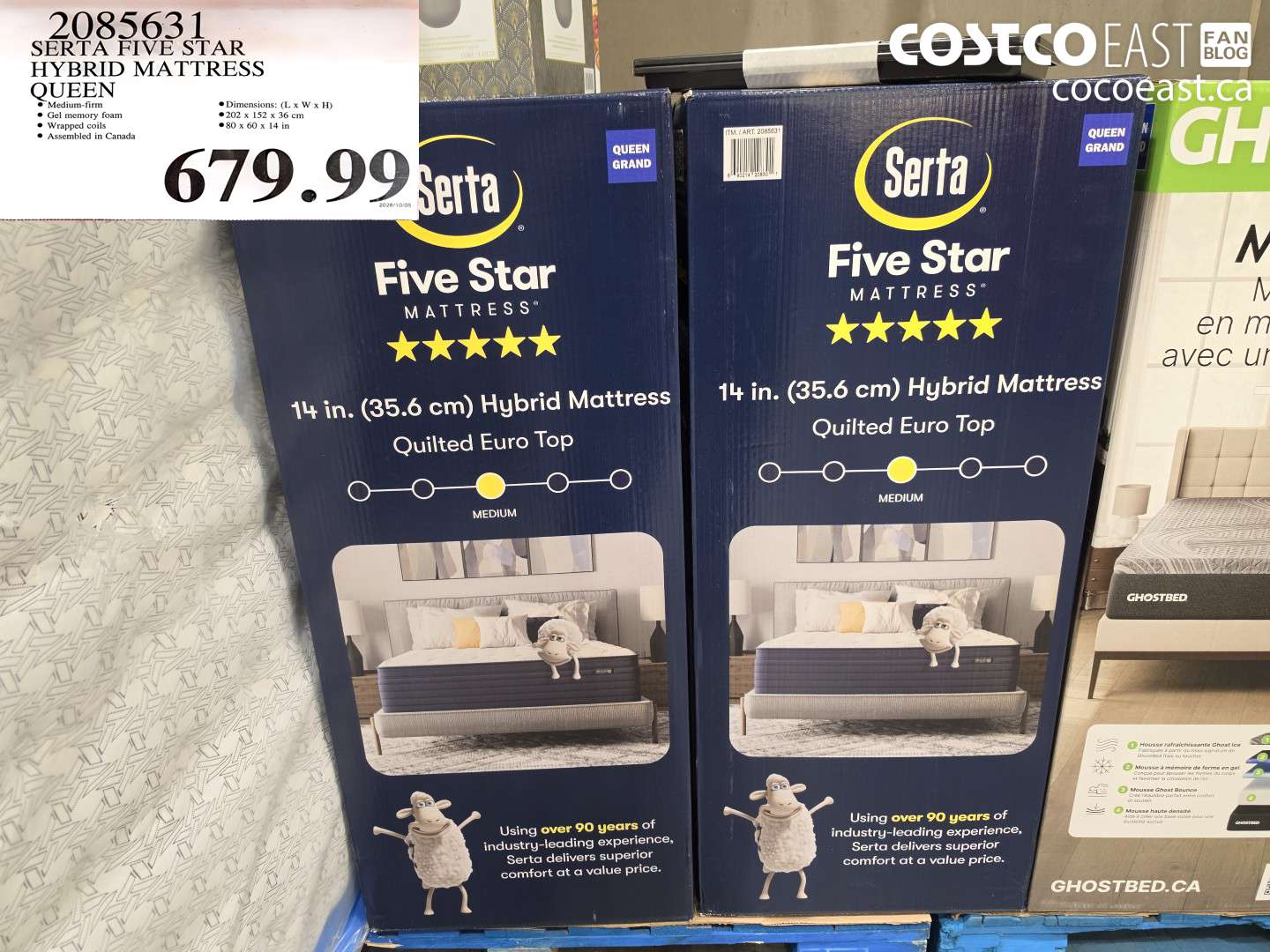2085631 SERTA FIVE STAR HYBRID MATTRESS QUEEN $679.99