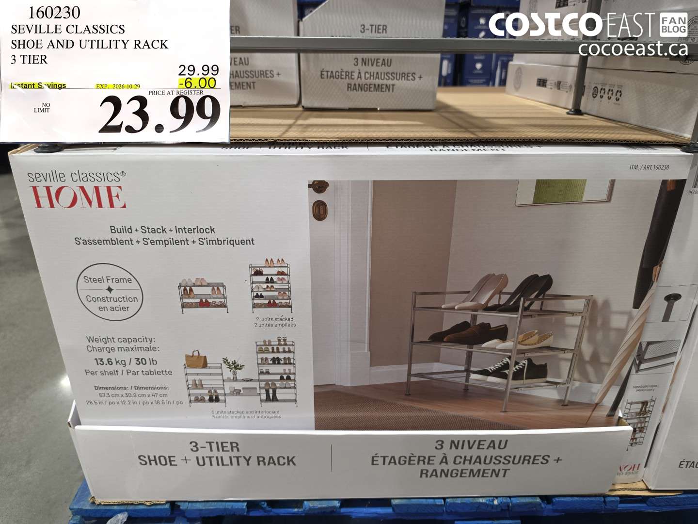 160230 SEVILLE CLASSICS SHOE AND UTILITY RACK 3 TIER ($6.00 INSTANT SAVINGS EXPIRES ON 2026-10-29) $23.99