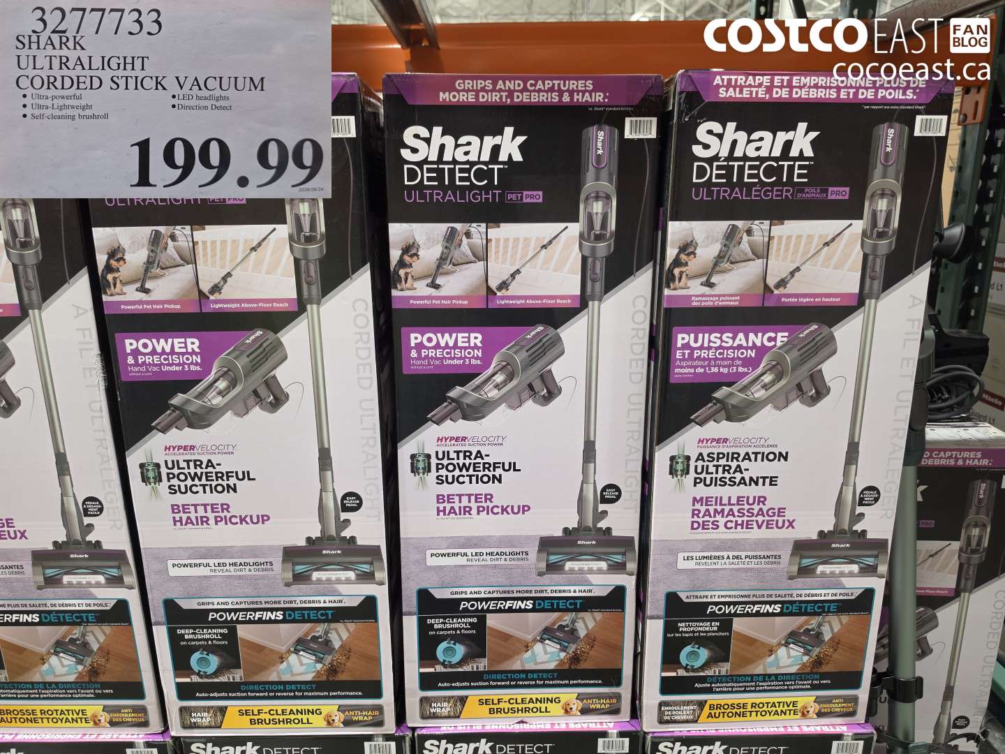 3277733 SHARK ULTRALIGHT CORDED STICK VACUUM $199.99