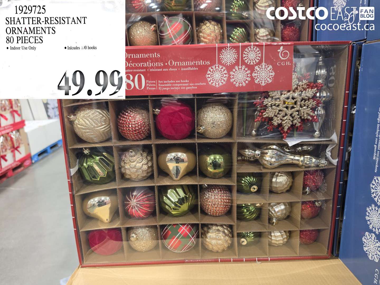 1929725 SHATTER-RESISTANT ORNAMENTS 80 PIECES $49.99