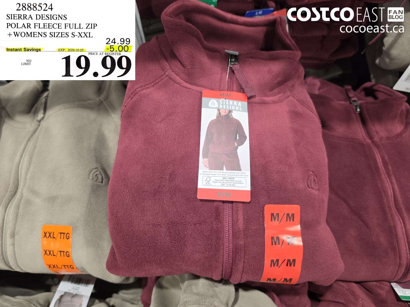 2888524 SIERRA DESIGNS POLAR FLEECE FULL ZIP WOMENS SIZES S-XXL ($5.00 INSTANT SAVINGS EXPIRES ON 2026-10-25) $19.99