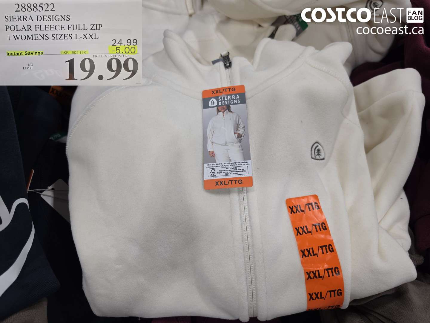 2888522 SIERRA DESIGNS POLAR FLEECE FULL ZIP + WOMENS SIZES L-XXL ($5.00 INSTANT SAVINGS EXPIRES ON 2026-11-01) $19.99