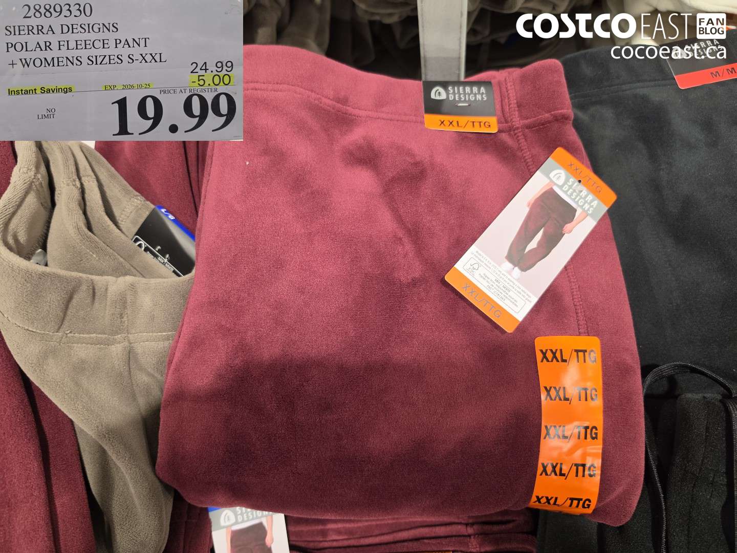 2889330 SIERRA DESIGNS POLAR FLEECE PANT WOMENS SIZES S-XXL ($5.00 INSTANT SAVINGS EXPIRES ON 2026-10-25) $19.99