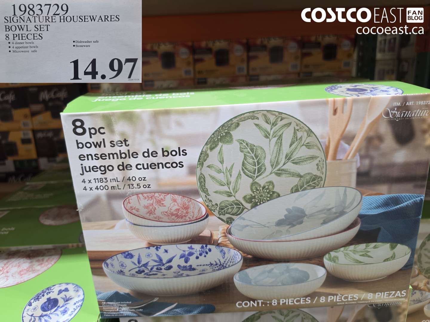 1983729 SIGNATURE HOUSEWARES BOWL SET 8 PIECES $14.97