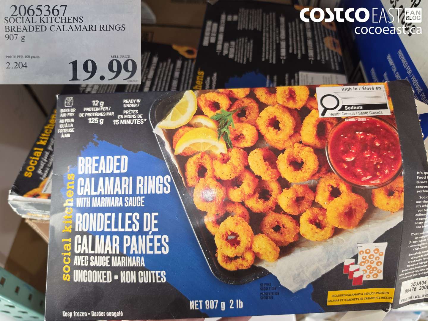 2065367 SOCIAL KITCHENS BREADED CALAMARI RINGS 907 G $19.99
