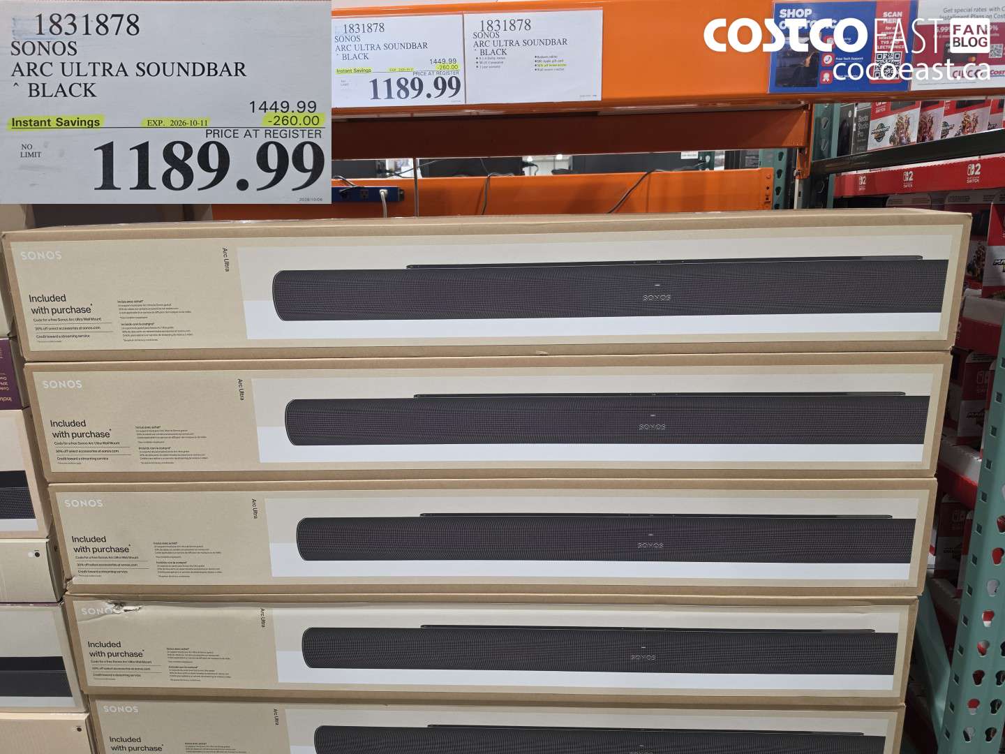 1831878 SONOS ARC ULTRA SOUNDBAR BLACK ($260.00 INSTANT SAVINGS EXPIRES ON 2026-10-11) $1189.99