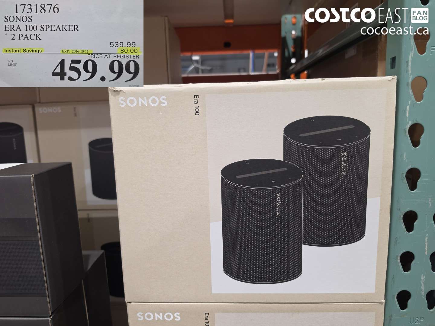 1731876 SONOS ERA 100 SPEAKER 2 PACK ($80.00 INSTANT SAVINGS EXPIRES ON 2026-10-11) $459.99