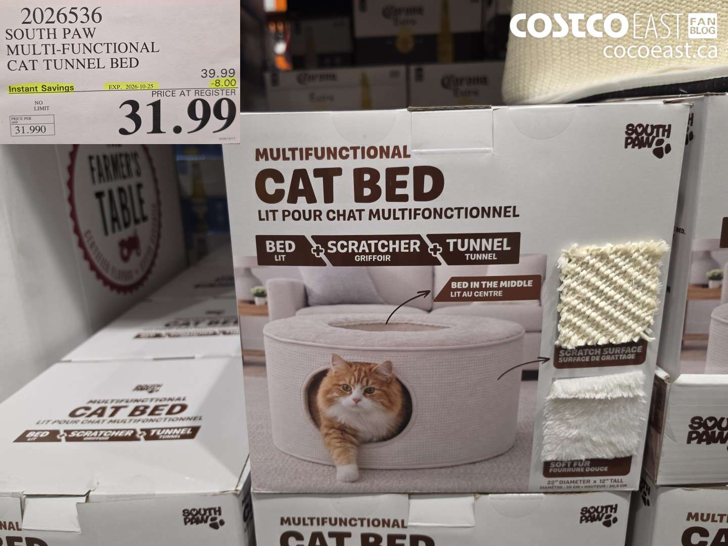 2026536 SOUTH PAW MULTI-FUNCTIONAL CAT TUNNEL BED ($8.00 INSTANT SAVINGS EXPIRES ON 2026-10-25) $31.99
