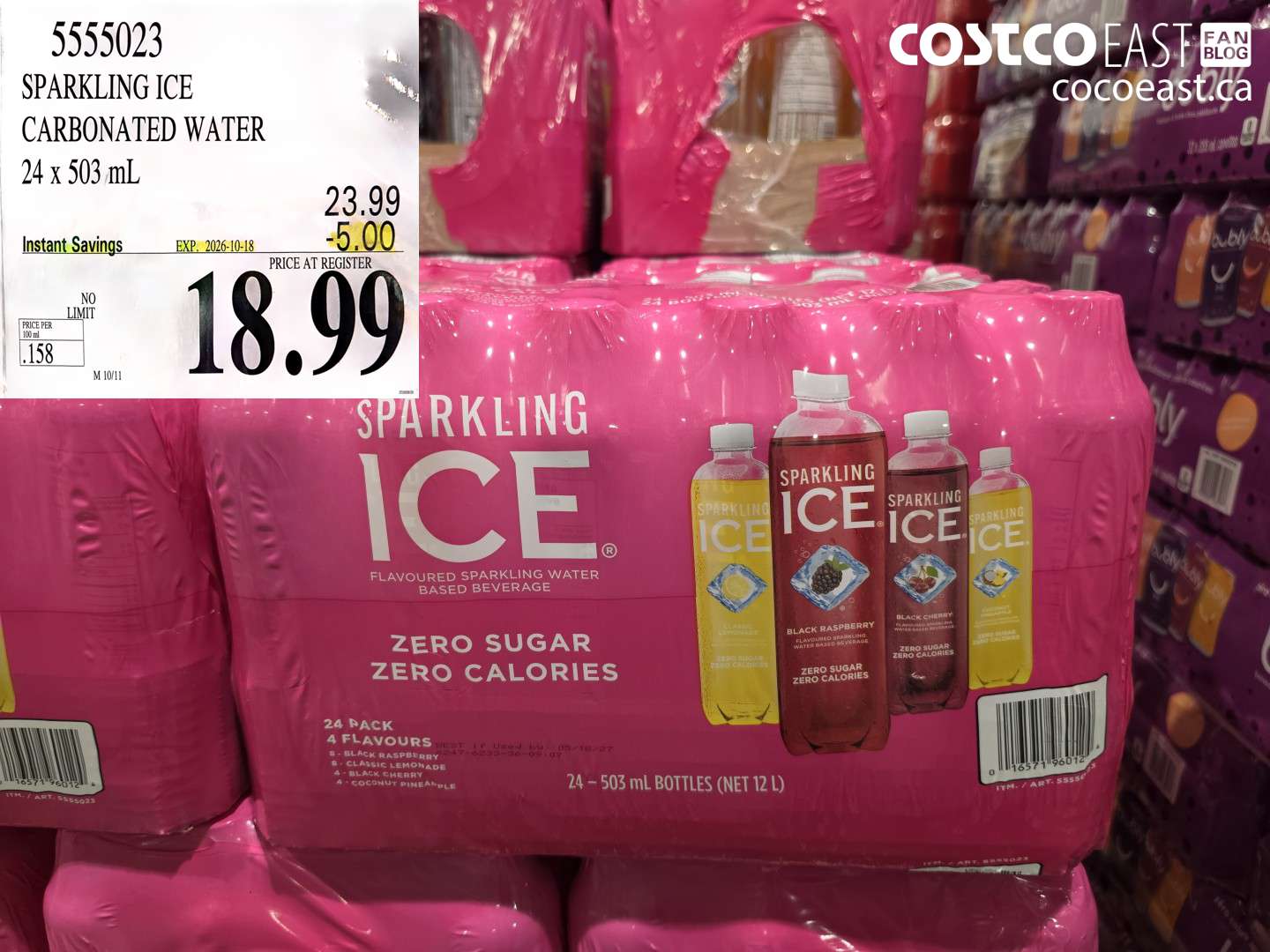 5555023 SPARKLING ICE CARBONATED WATER 24 X 503 ML ($5.00 INSTANT SAVINGS EXPIRES ON 2026-10-18) $18.99