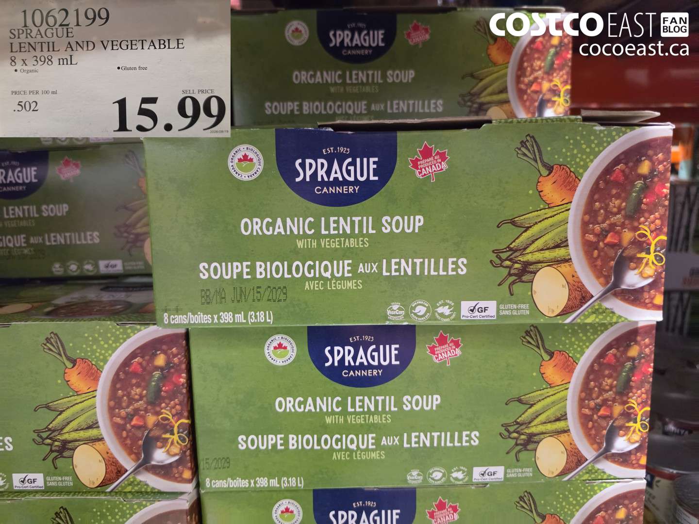 1062199 SPRAGUE LENTIL AND VEGETABLE 8 X 398 ML $15.99