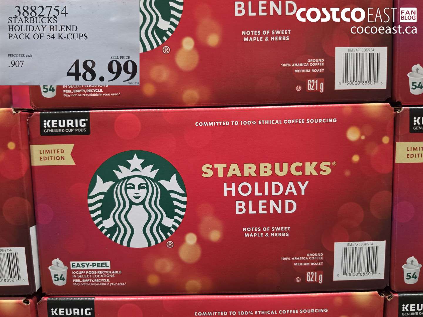 3882754 STARBUCKS HOLIDAY BLEND PACK OF 54 K-CUPS $48.99