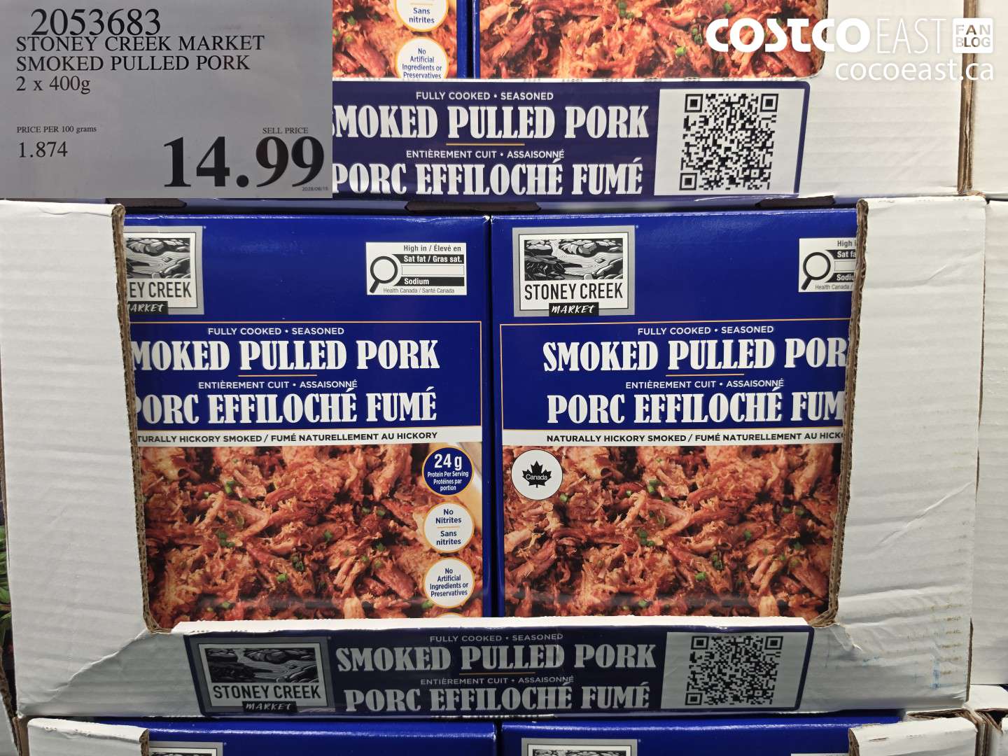 2053683 STONEY CREEK MARKET SMOKED PULLED PORK 2 X 400G $14.99