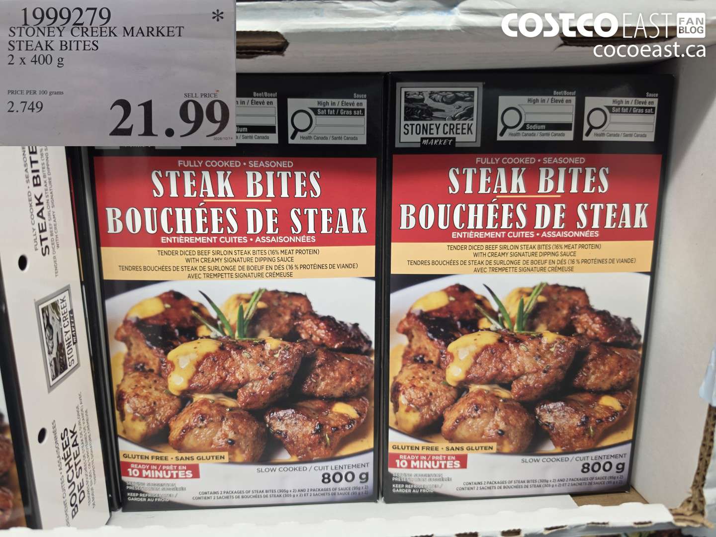 1999279 STONEY CREEK MARKET STEAK BITES 2 X 400 G $21.99