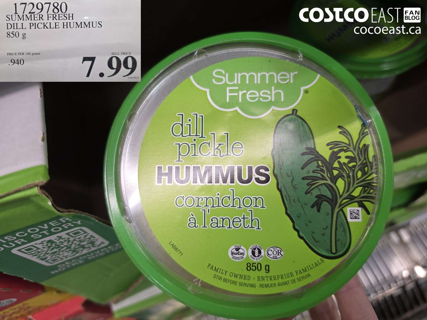 1729780 SUMMER FRESH DILL PICKLE HUMMUS 850 G $7.99