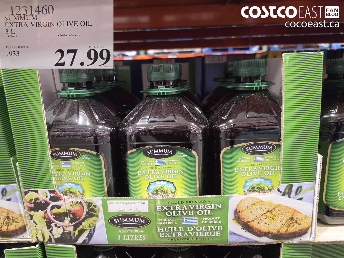 1231460 SUMMUM EXTRA VIRGIN OLIVE OIL 3 L $27.99