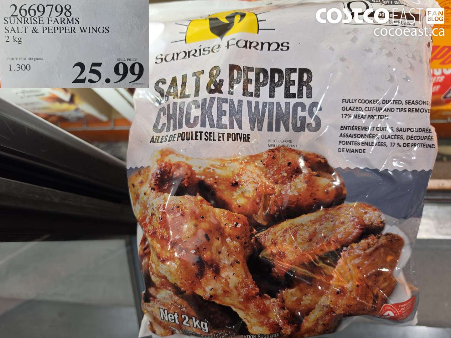 2669798 SUNRISE FARMS SALT & PEPPER WINGS 2 KG $25.99