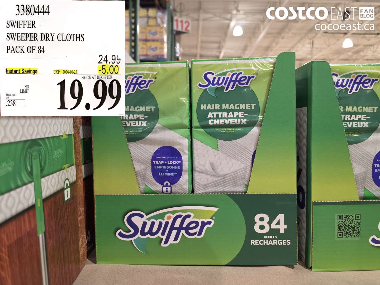 3380444 SWIFFER SWEEPER DRY CLOTHS PACK OF 84 ($5.00 INSTANT SAVINGS EXPIRES ON 2026-10-25) $19.99