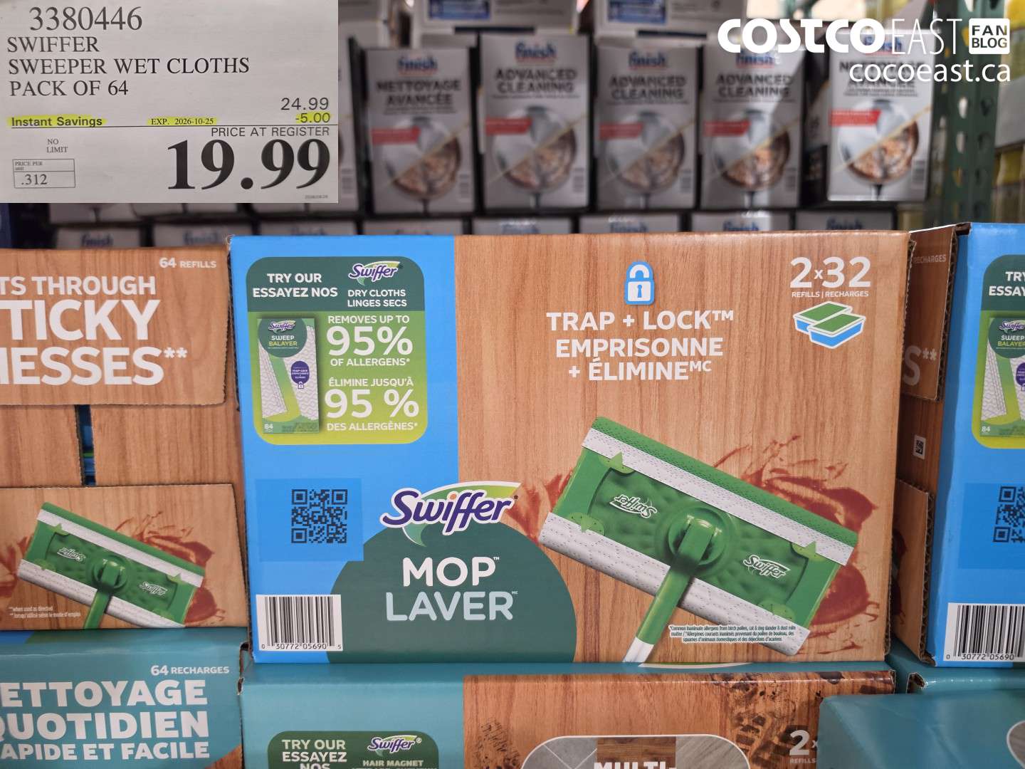 3380446 SWIFFER SWEEPER WET CLOTHS PACK OF 64 ($5.00 INSTANT SAVINGS EXPIRES ON 2026-10-25) $19.99