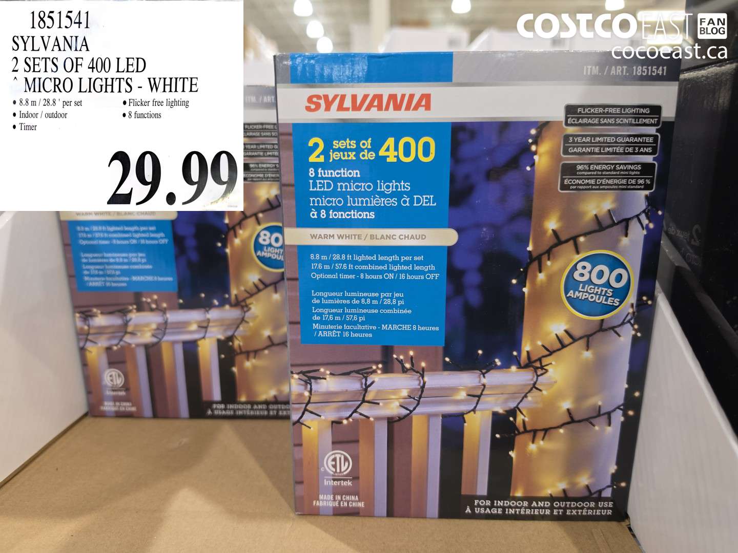 1851541 SYLVANIA 2 SETS OF 400 LED MICRO LIGHTS - WHITE $29.99