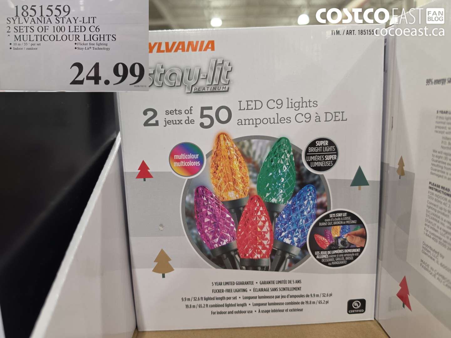 1851559 SYLVANIA STAY-LIT 2 SETS OF 100 LED C6 MULTICOLOUR LIGHTS $24.99