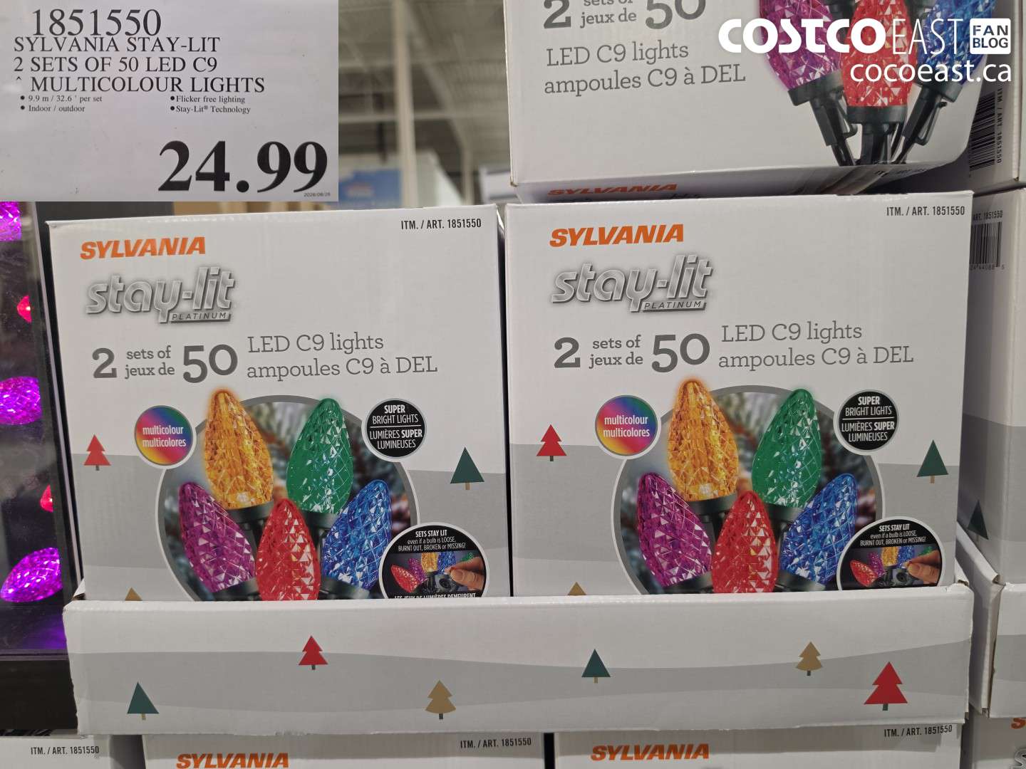 1851550 SYLVANIA STAY-LIT 2 SETS OF 50 LED C9 MULTICOLOUR LIGHTS $24.99